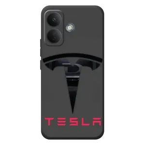Силиконовый бампер с картинкой машины на Xiaomi Poco X8 (Logo TESLA)