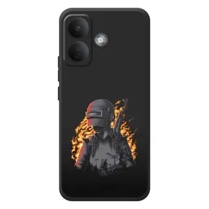 Силиконовый чехол с картинкой "Герой Pubg" на Xiaomi Poco X8 (В огне)