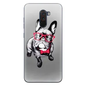 Чохол (ТПУ) Милі песики для Xiaomi POCO F1 (Бульдог в окулярах)