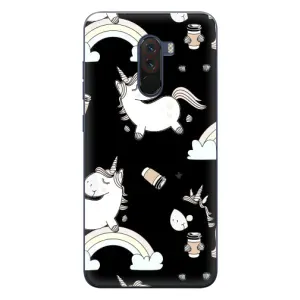Чехол Unicorn на Xiaomi POCO F1 (Единорог с кофе)