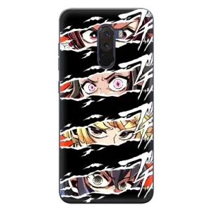 Силиконовые чехлы с глазами Anime для Сяоми Поко Ф1 (Глаза на чорном)