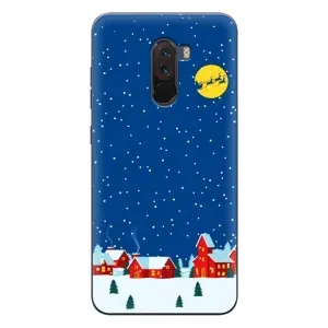 Силиконовый бампер на рождество для Xiaomi POCO F1 (Город в снегу)