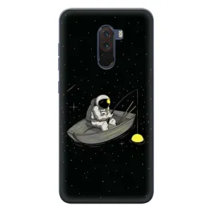 Силиконовый Чехол с принтом "Космонавты" на Xiaomi POCO F1 (Космонавт на рыбалке)