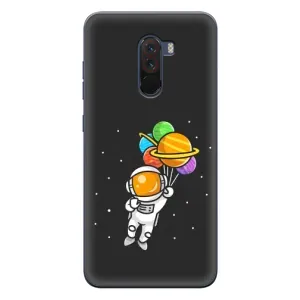 Силиконовый Чехол с принтом "Космонавты" на Xiaomi POCO F1 (Космонавт с шариками)