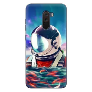 Силиконовый Чехол с принтом "Космонавты" на Xiaomi POCO F1 (Космонавт в воде)