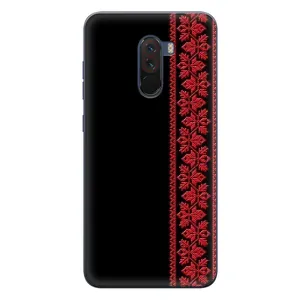 Силиконовый Чехол на Xiaomi POCO F1 (Красная Вышиванка)