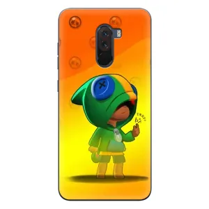 Чехол Бравл Старс для Xiaomi POCO F1 (LEON в кофте)