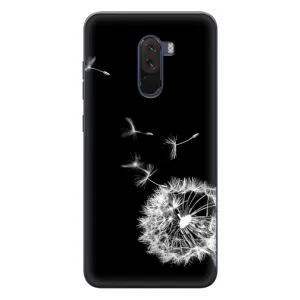 Силиконовый Чехол с одуванчиками на Xiaomi POCO F1 (Одуванчик на чёрном)