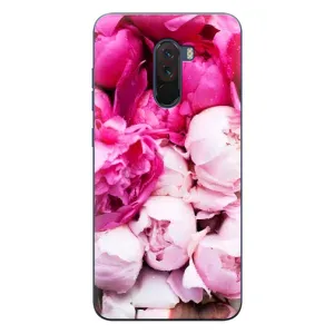 Силиконовый бампер с принтом (цветочки) на Сяоми Поко Ф1 (Пионы)