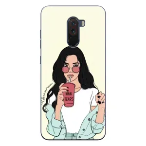 Силіконовый Чохол на Xiaomi POCO F1 з картинкой Модных девушек (З напоєм)
