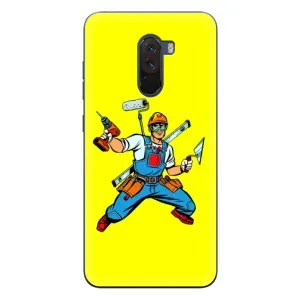 Силиконовый бампер (Работники) на Xiaomi POCO F1 (Строитель)