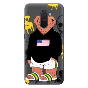 Чехлы Мишка Тедди для Сяоми Поко Ф1 (Teddy USA)