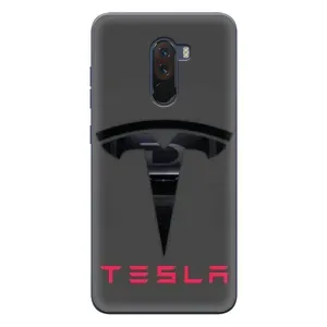 Силіконовий бампер з картинкою машини на Xiaomi POCO F1 (Logo TESLA)