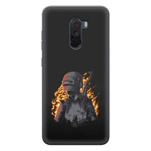 Силиконовый чехол с картинкой "Герой Pubg" на Xiaomi POCO F1 (В огне)