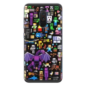 Чехол майнкрафт для Xiaomi POCO F1 (Все персонажи)