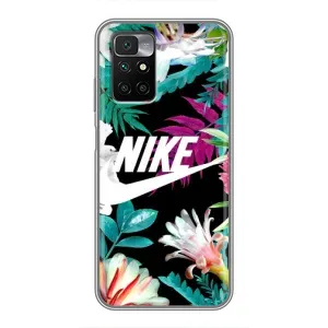 Силіконовый Чохол на Xiaomi Redmi 10 з картинкою НАЙК (Квітковий Nike)