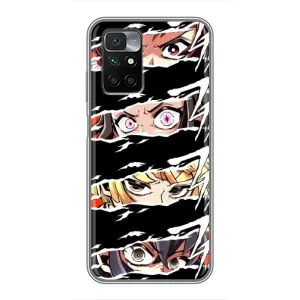 Силиконовые чехлы с глазами Anime для Редми 10 (Глаза на чорном)