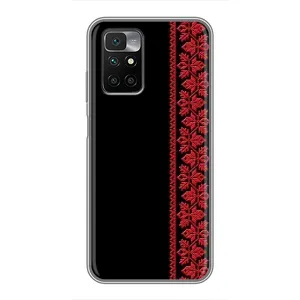 Силиконовый Чехол на Xiaomi Redmi 10 (Красная Вышиванка)