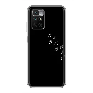 Чехол с картинками на черном фоне для Xiaomi Redmi 10 (Ноты)