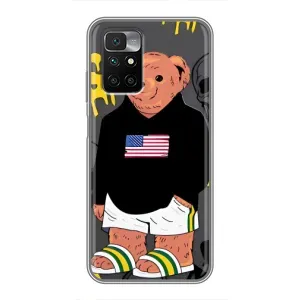 Чехлы Мишка Тедди для Редми 10 (Teddy USA)