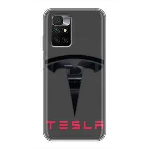 Силіконовий бампер з картинкою машини на Xiaomi Redmi 10 (Logo TESLA)