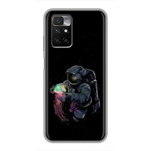 Силиконовый Чехол с принтом "Космонавты" на Xiaomi Redmi 10 (В руках земля)