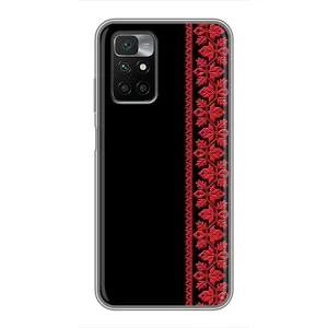 Силиконовый Чехол на Xiaomi Redmi 10 с картинкой Вышиванки (Вышиванка на черном)