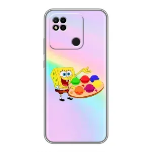 Силиконовый чехол Спанч Боб на Редми 10а (Бургеры)