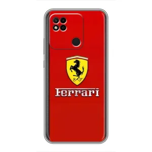 Силиконовый бампер с картинкой машины на Xiaomi Redmi 10A (Ferrari Logo)