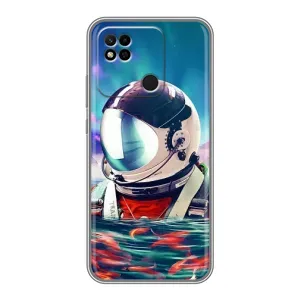 Силіконовый Чохол з принтом "Космонавти" на Xiaomi Redmi 10A (Космонавт у воді)