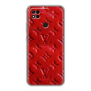 Текстурный Чехол Louis Vuitton для Редми 10а (Красный ЛВ)