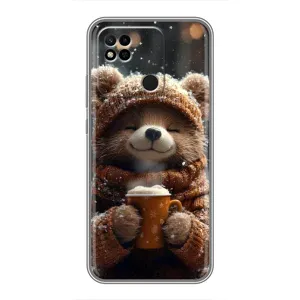 Печатный чехол «Зверята с кофе» для Xiaomi Redmi 10A (Медвежонок с кофе)