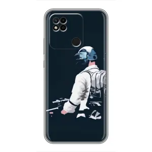 Силиконовый чехол с картинкой "Герой Pubg" на Xiaomi Redmi 10A (В экиперовке)