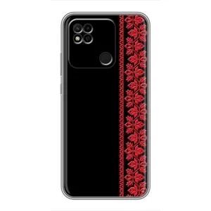 Силиконовый Чехол на Xiaomi Redmi 10A с картинкой Вышиванки (Вышиванка на черном)