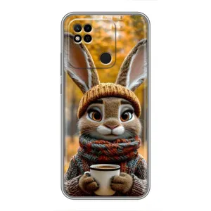Печатный чехол «Зверята с кофе» для Xiaomi Redmi 10A (Зайчик с кофе)