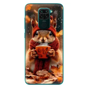 Печатный чехол «Зверята с кофе» для Xiaomi Redmi 10X (Белка с кофе)