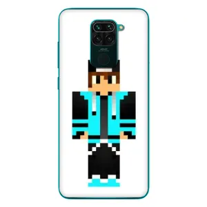 Чехлы для Xiaomi Redmi 10X (Персонажи Майн Крафт) (Мальчик в голубом)