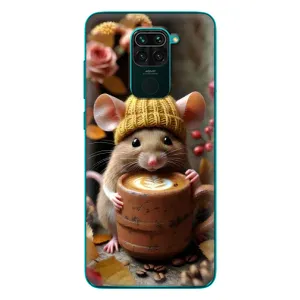 Печатный чехол «Зверята с кофе» для Xiaomi Redmi 10X (Мышка с кофе)