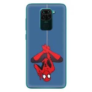 Чехол Супергерой Человека Паука на Xiaomi Redmi 10X (На паутине)