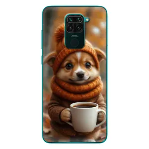 Печатный чехол «Зверята с кофе» для Xiaomi Redmi 10X (Собачка с кофе)