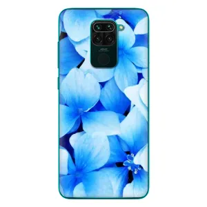 Силиконовый бампер с принтом (цветочки) на Сяоми Редми 10Х (Синие цветы)