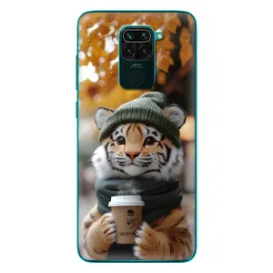 Печатный чехол «Зверята с кофе» для Xiaomi Redmi 10X (Тигр с кофе)