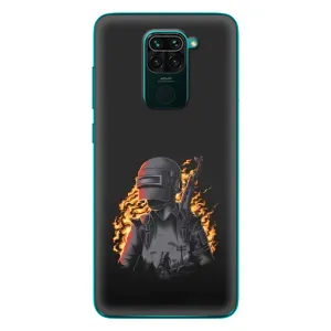Силиконовый чехол с картинкой "Герой Pubg" на Xiaomi Redmi 10X (В огне)