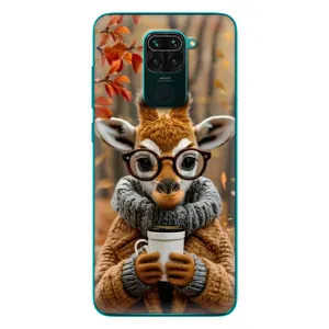 Печатный чехол «Зверята с кофе» для Xiaomi Redmi 10X (Жираф с кофе)
