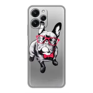Чехол (ТПУ) Милые собачки для Xiaomi Redmi 12 (5G) (Бульдог в очках)