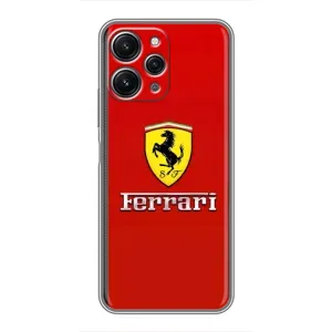 Силиконовый бампер с картинкой машины на Xiaomi Redmi 12 (5G) (Ferrari Logo)