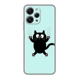 Силиконовый чехол с котиком для Xiaomi Redmi 12 (5G) (Падающий кот)