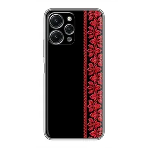 Силиконовый Чехол на Xiaomi Redmi 12 (5G) с картинкой Вышиванки (Вышиванка на черном)