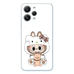 Чехол с принтом Лабубу для Xiaomi Redmi 12 (Белый Лабубу)