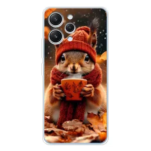 Печатный чехол «Зверята с кофе» для Xiaomi Redmi 12 (Белка с кофе)